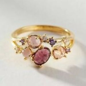 Anthropologie Birthstone Cluster Ring in Amethyst
